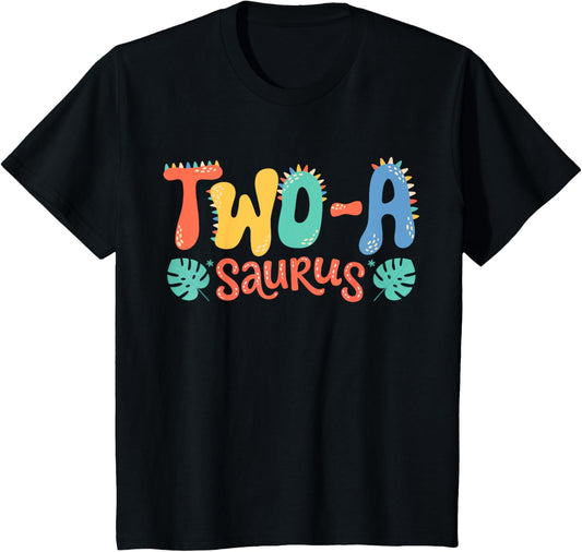 Kids Two A Saurus Birthday T Rex Dino 2nd Dinosaur 2 Year Old Boy T-Shirt