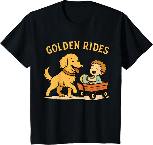 Kids Cute Golden Retriever & Wagon Kids for Dog-Loving Toddlers T-Shirt