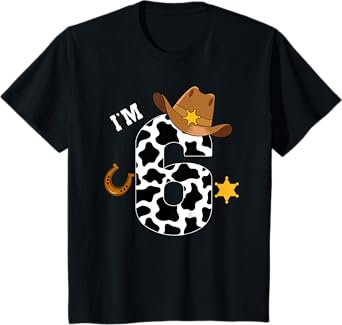 Kids 6th Birthday Shirt Boy 6 Year Old Rodeo Western Cowboy T-Shirt