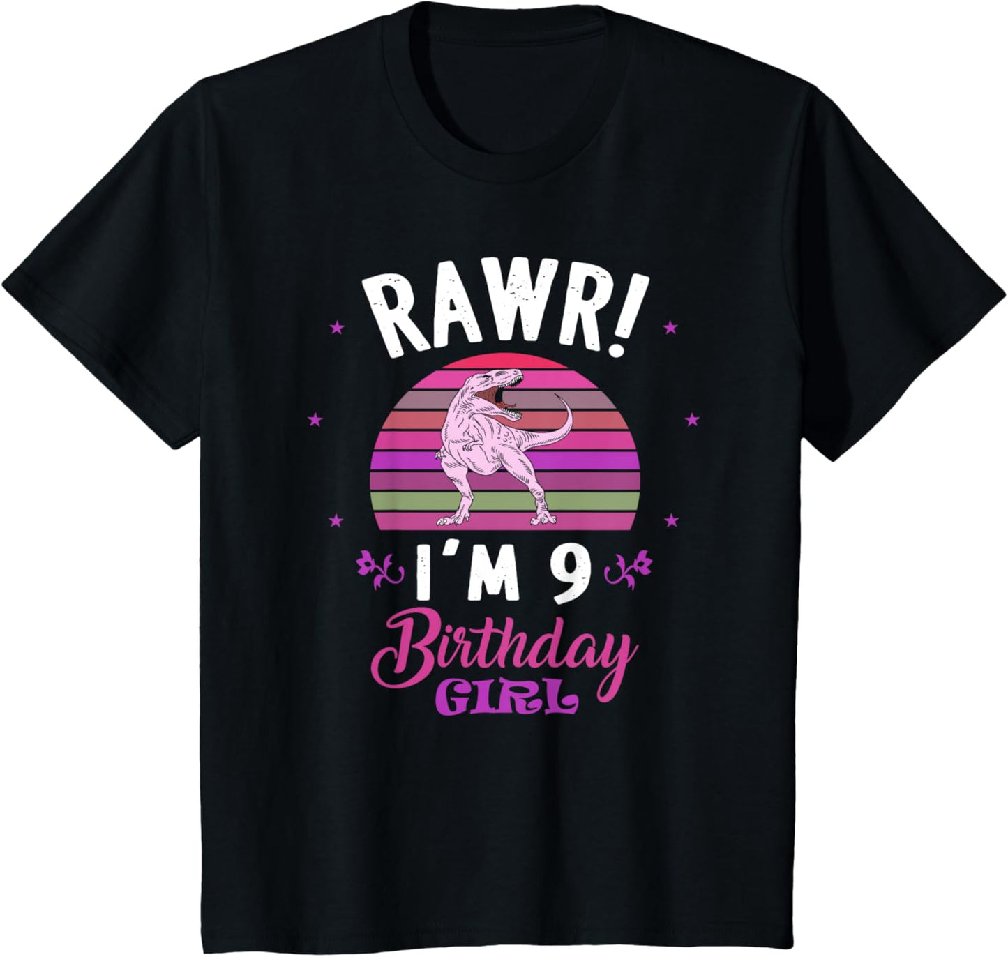 Rawr I'm 9 Dinosaur Birthday - 9th Birthday 9 Years Old Girl T-Shirt