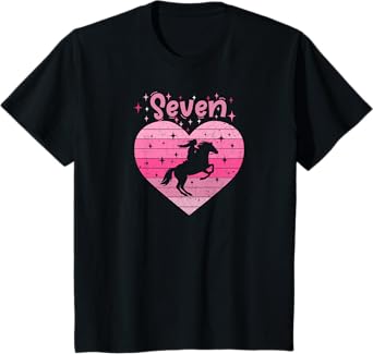 Kids Girl I Am 7 Years age Horse Riding seventh 7th Birthday T-Shirt