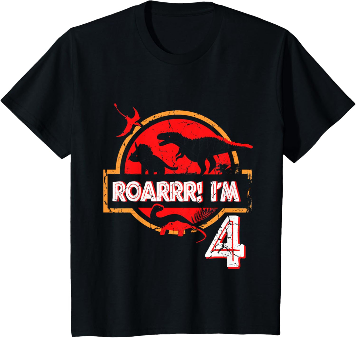 4th Birthday Gifts 4 Year Old Boys Girls Roar Im 4 Dinosaur T-Shirt