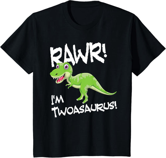 I'm Two, Twoasaurus 2nd Birthday Dinosaur T-Shirt