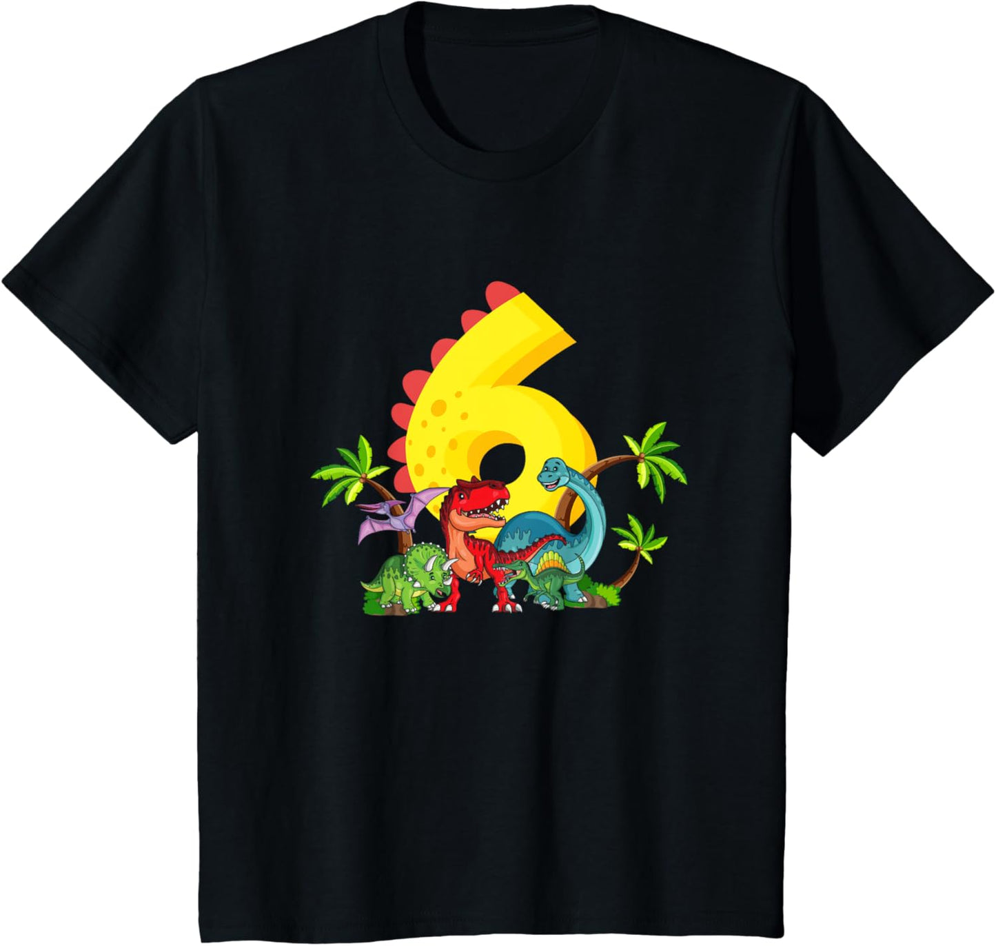Kids 6 years birthday boy dinosaur party dino I am 6 T-Shirt