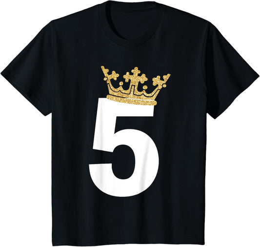 Kids 5th Birthday Boy Prince Crown T-Shirt