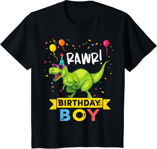 Kids Birthday Boy T Rex Dinosaur T-Shirt