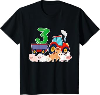 3rd Birthday Tractor 3 Years Old Farm Animals Birthday Gift T-Shirt