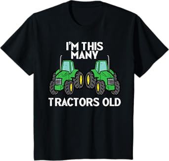 Kids 2nd Birthday Im This Many Tractors Old 2 Toddler Boys Kids T-Shirt
