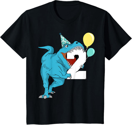 Kids Dinosaur 2nd Birthday Boy T-Rex 2 Two Year Old T-Shirt