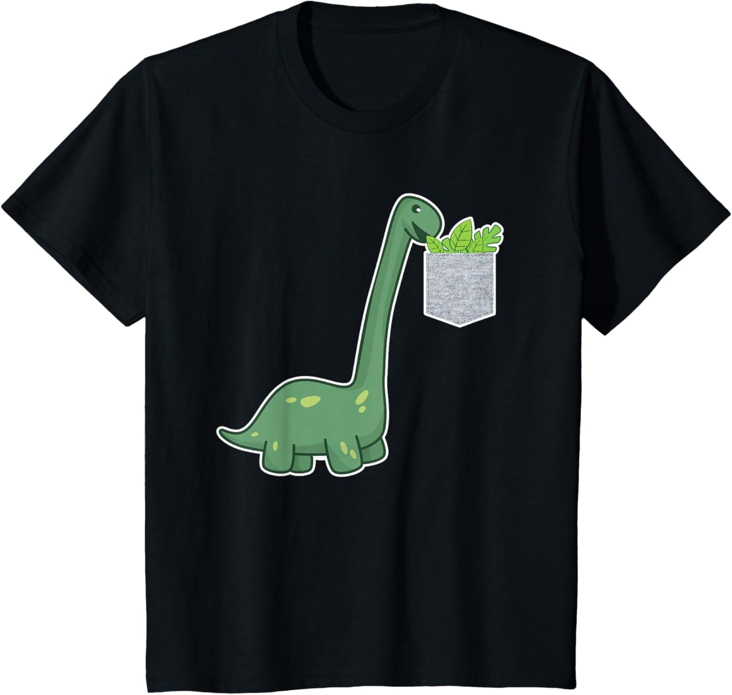 Diplodocus Dinosaur Eating Leaves from a Pocket T-Shirt