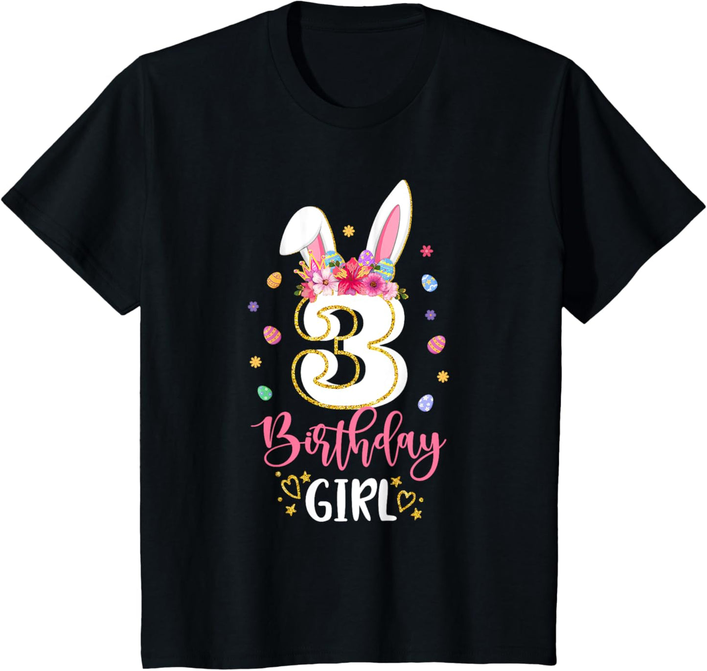 Birthday Princess Floral Bunny 3rd Birthday Girl 3 Yrs Old T-Shirt