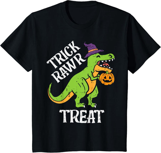 Kids Trex Trick Rawr Treat Halloween Dinosaur Toddler Boys Kids T-Shirt