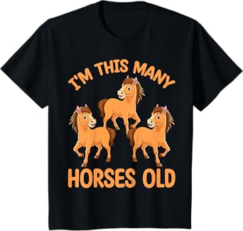 Kids I'm This Many Horses Old 3 Years Old 3rd Birthday Kids T-Shirt
