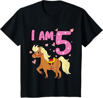 Pony Girl 5th Birthday Horse 5 Years Old Girls Pony Birthday T-Shirt