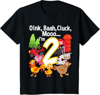 2 Year Old Farm Birthday Party Animal Barn Sounds 2nd Gift T-Shirt