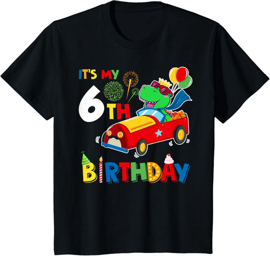 It's My 6th Birthday Happy 6 Year Dinosaur Tee Girl Boy T-Shirt