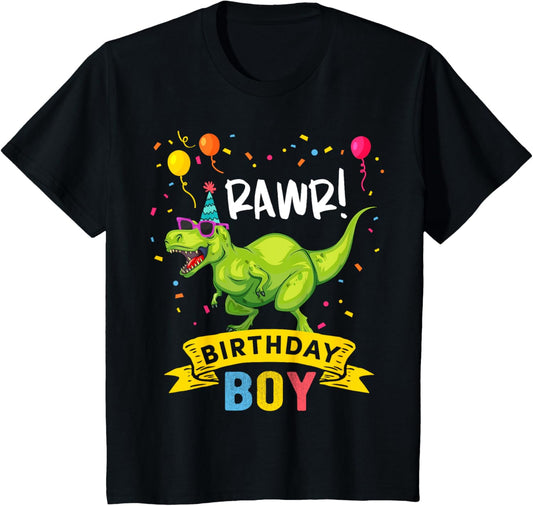 Kids Birthday Boy T Rex Dinosaur T-Shirt