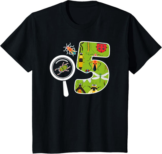 5th Bug Birthday Party Five Year Old Insects Birthday T-Shirt