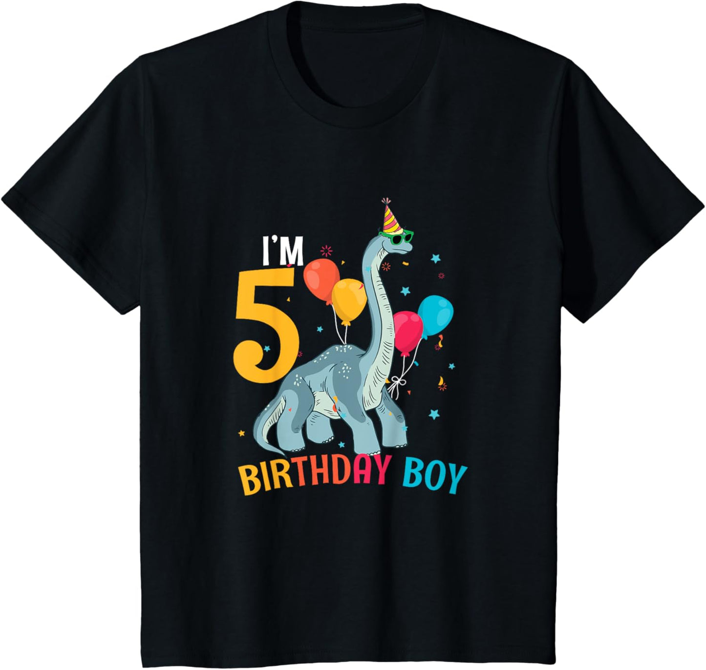 Kids I'm 5 Birthday Boy Brachiosaurus 5 Year Old 5th Birthday T-Shirt