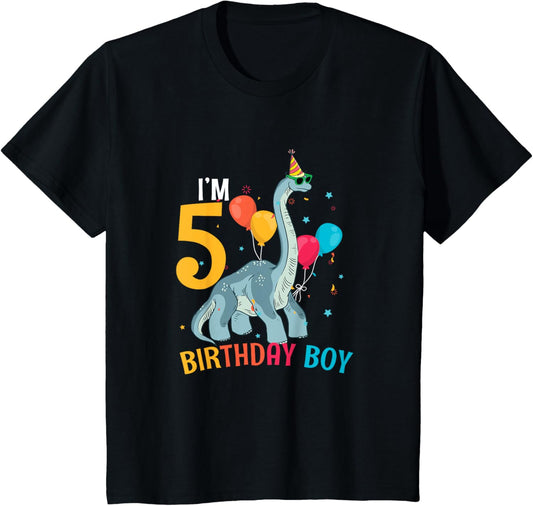Kids I'm 5 Birthday Boy Brachiosaurus 5 Year Old 5th Birthday T-Shirt