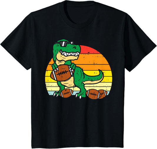Kids American Football Trex Retro Dinosaur Boys Kids Toddlers T-Shirt