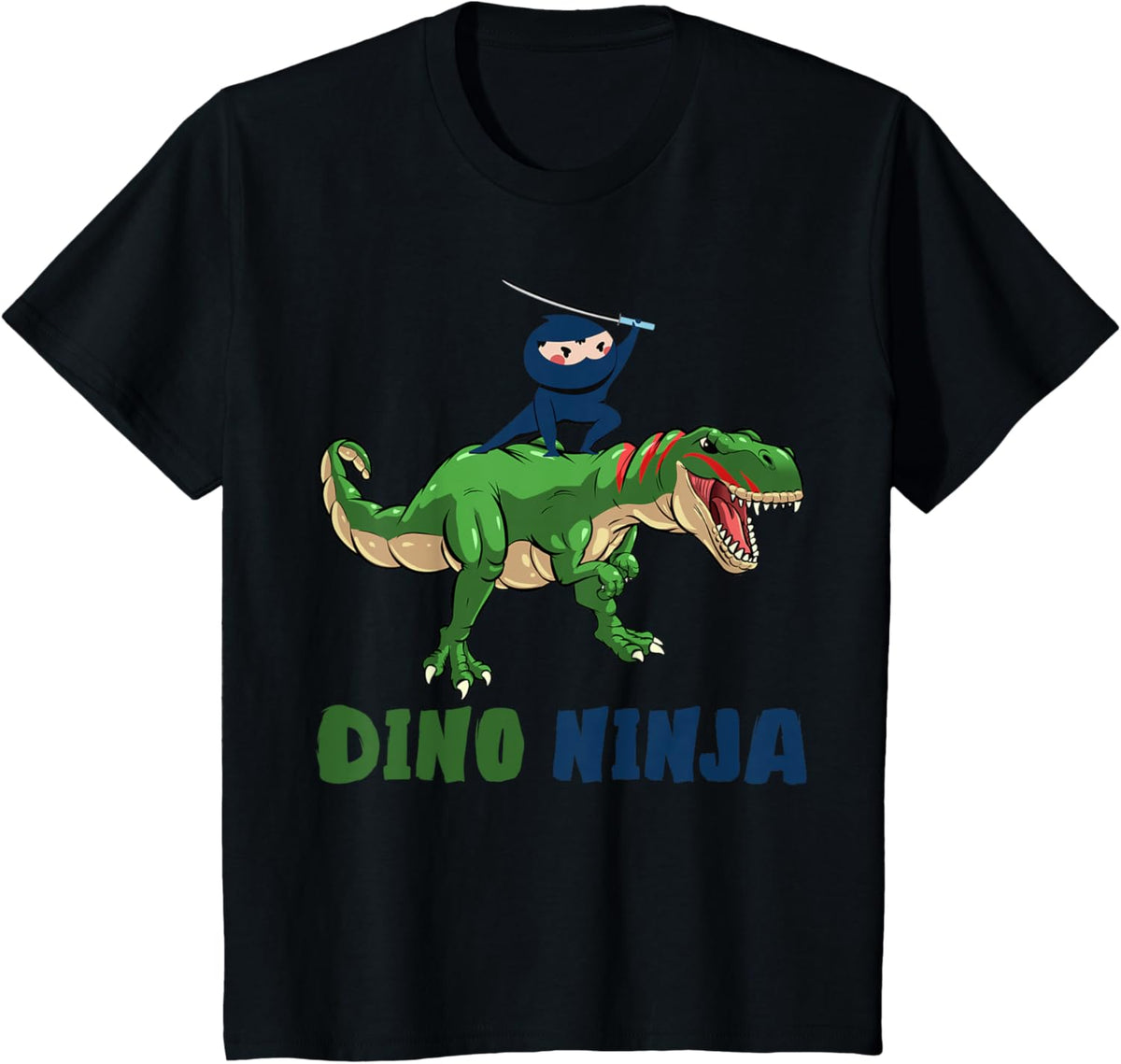 Kids Ninja For Boys Dino Ninja Dinosaur Pajamas Ninja Fighter T-Shirt
