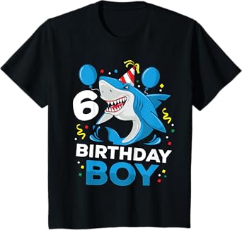 Kids 6th Birthday Boy Shark Ocean Theme Party 6 Years Old For Boy T-Shirt