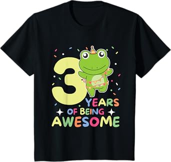 Kids Frog 3rd Birthday For Kids Three Years Old T-Shirt