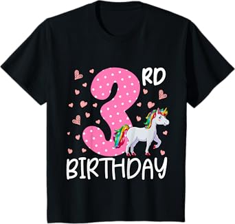3 Years Old Girls Unicorn 3rd Birthday T-Shirt