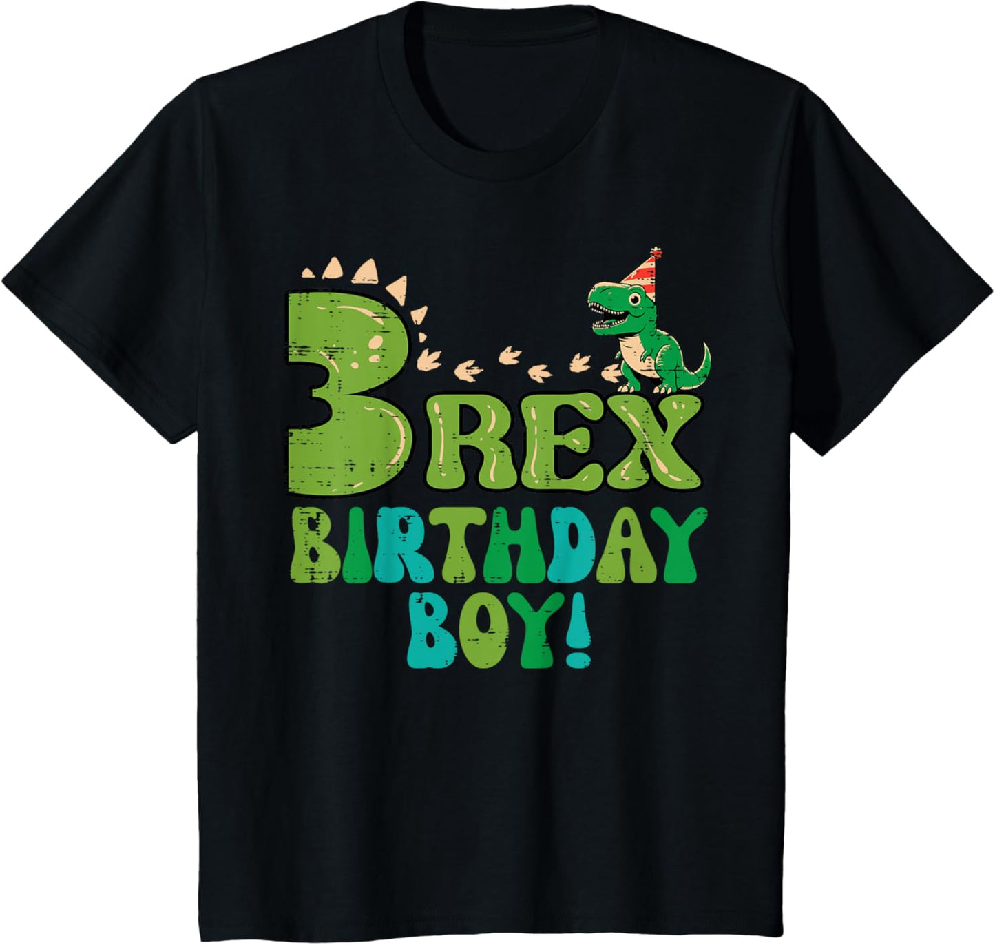 Kids 3 Rex Birthday Boy Dino 3rd Year Old Bday Party Boys Kids T-Shirt