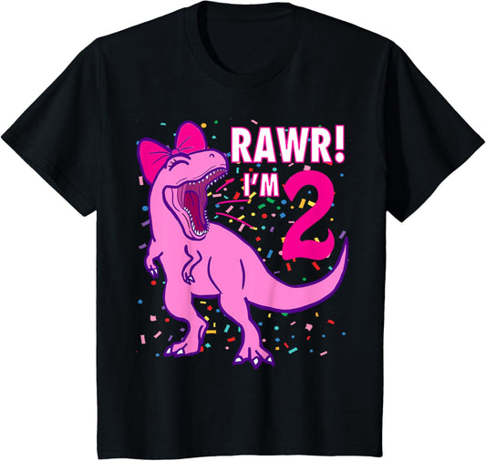 2nd birthday girl dino t rex dinosaur T-Shirt