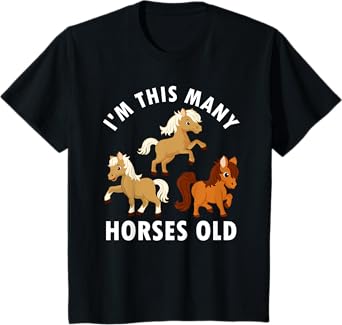 3 Years Old Girl Horses Old 3rd Birthday Kids T-Shirt