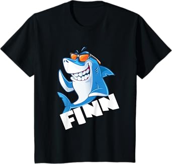 Kids Shark name finn gift boys T-Shirt