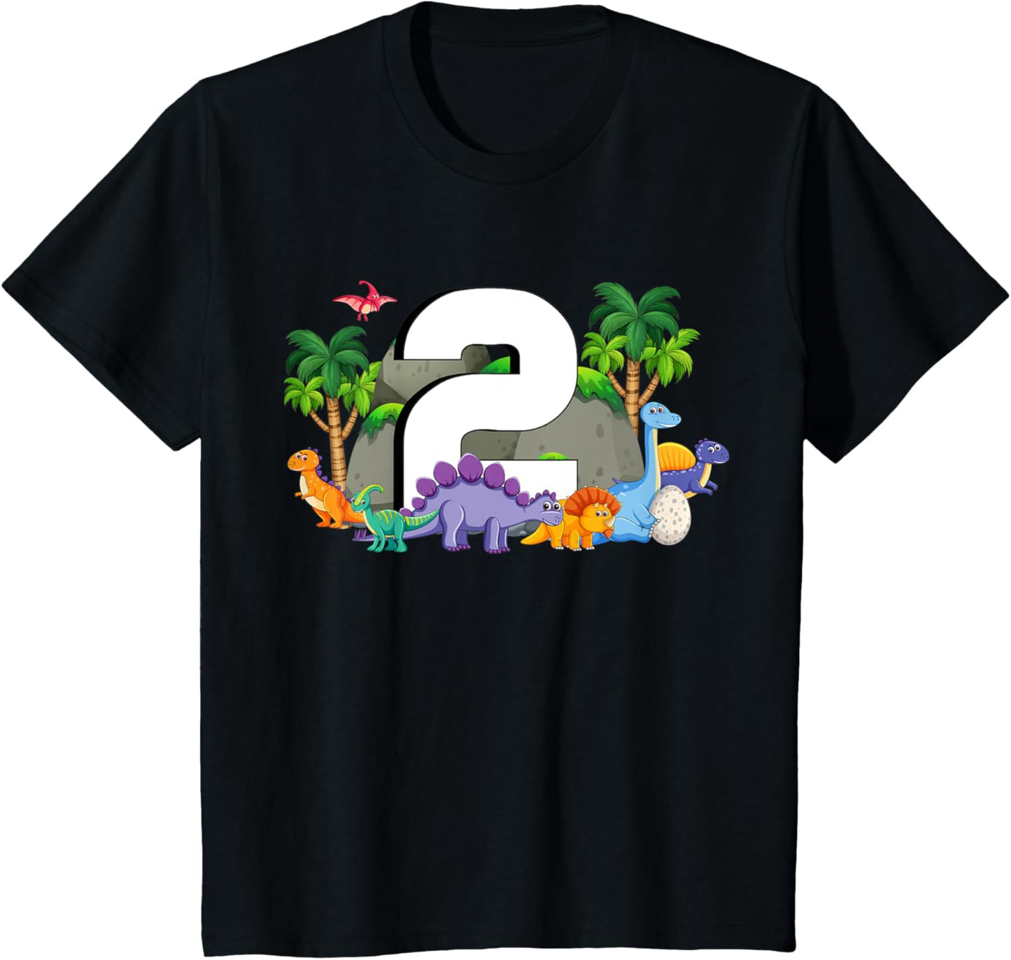 Kids 2nd Birthday Boy 2 Years Dino Dinosaur Birthday T-Shirt