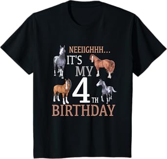 Its My 4th Birthday Shirt Horse Lover 4 Year Old Birthday T-Shirt