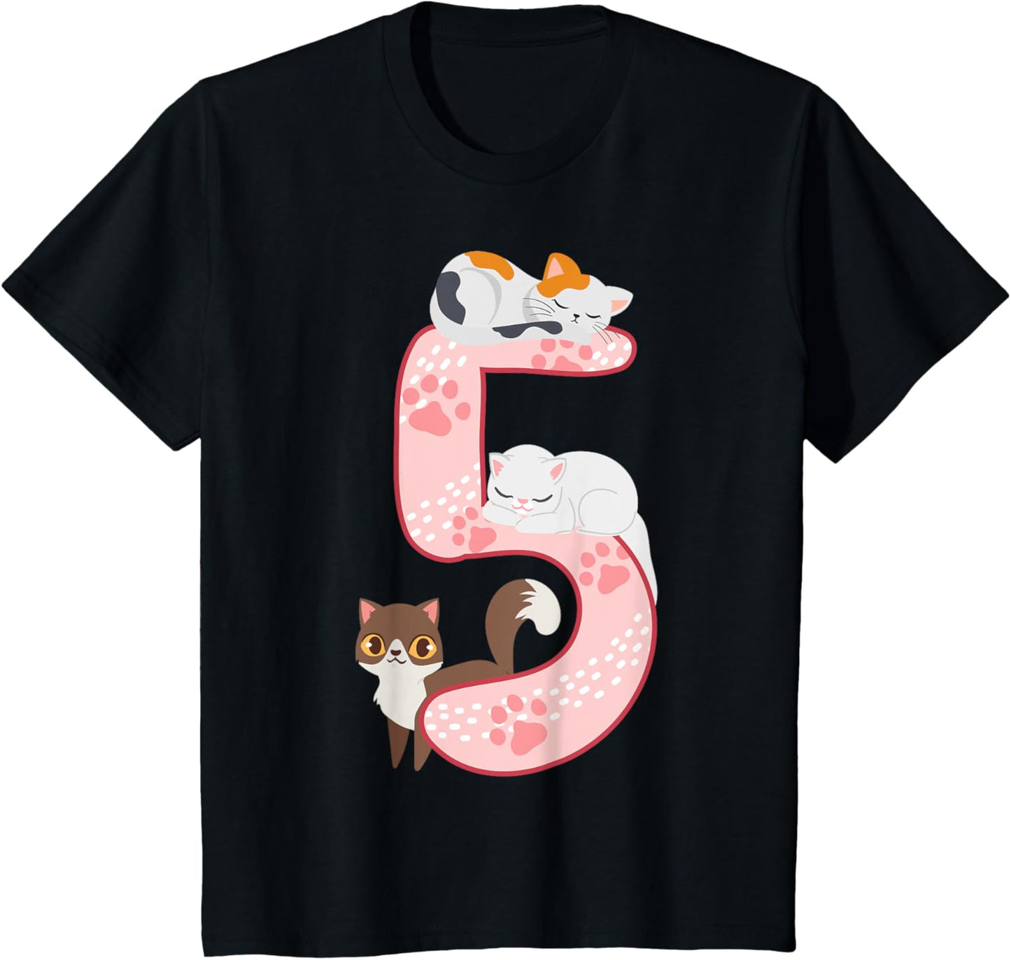 Kids 5th birthday girl cats outfit 5 years old T-Shirt