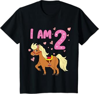 Pony Girl 2nd Birthday Horse 2 Years Old Girls Pony Birthday T-Shirt