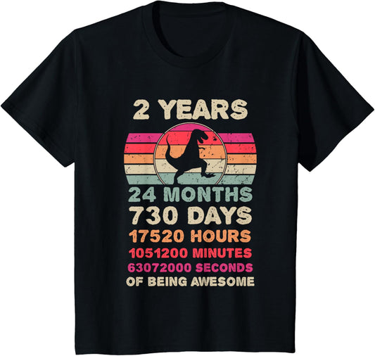 2 Year Old Dinosaur Second Birthday 2nd Birthday Boy Girl T-Shirt