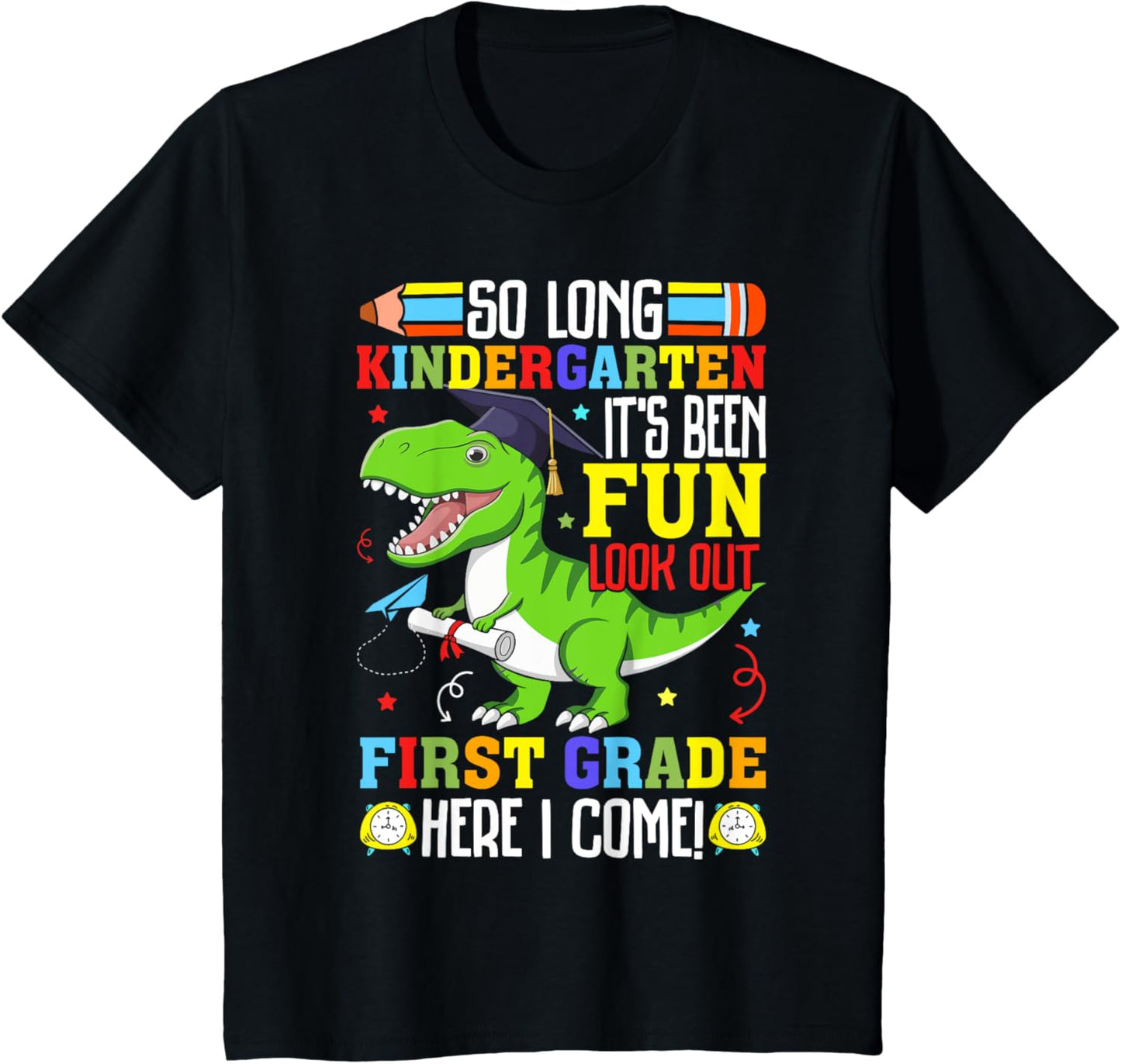 Kids Funny Dinosaur First Grade Shirt – So Long Kindergarten Tee T-Shirt