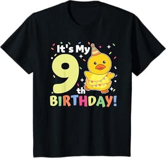 9th Birthday Duck For Children Nine Years Old T-Shirt