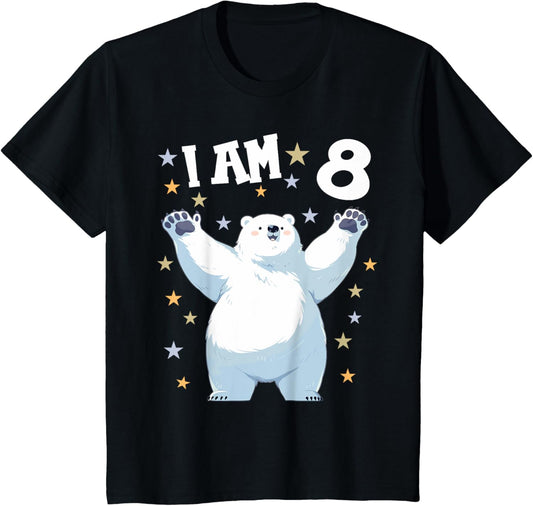 8 Years old 8 birthday Polar Bears Boy girl Polar Bear T-Shirt