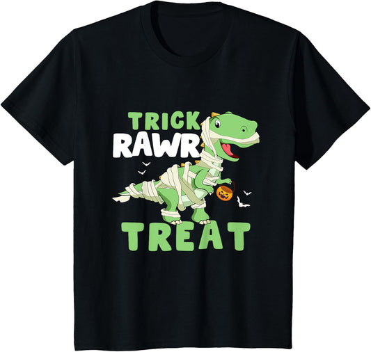 Kids Trick Rawr Treat Halloween Dino Dinosaurus Toddler Boy T-Shirt