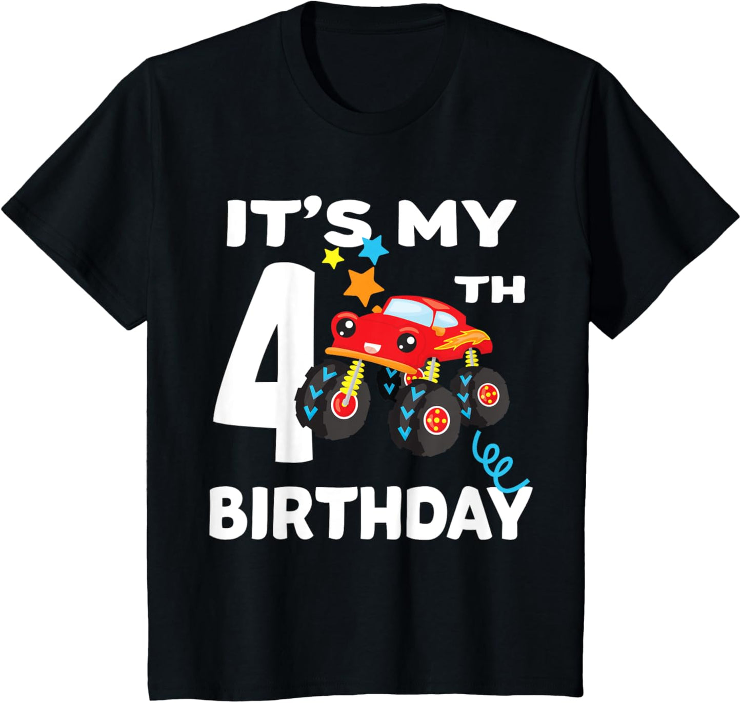Kids 4 Year Old Birthday Boy Gift Monster Truck Shirt I 4th 4yr T-Shirt
