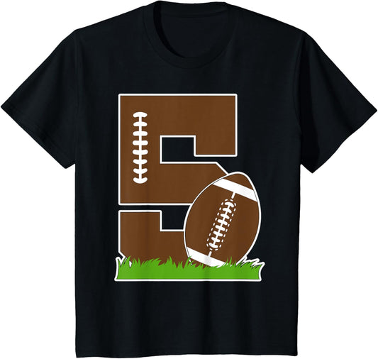 Kids 5th Birthday Football Boy Five Year Old Football Player T-Shirt