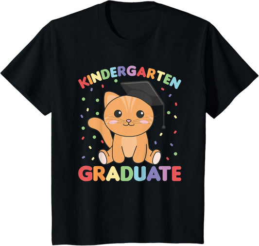 Kids Kids Kindergarten Graduate Cat Graduation T-Shirt