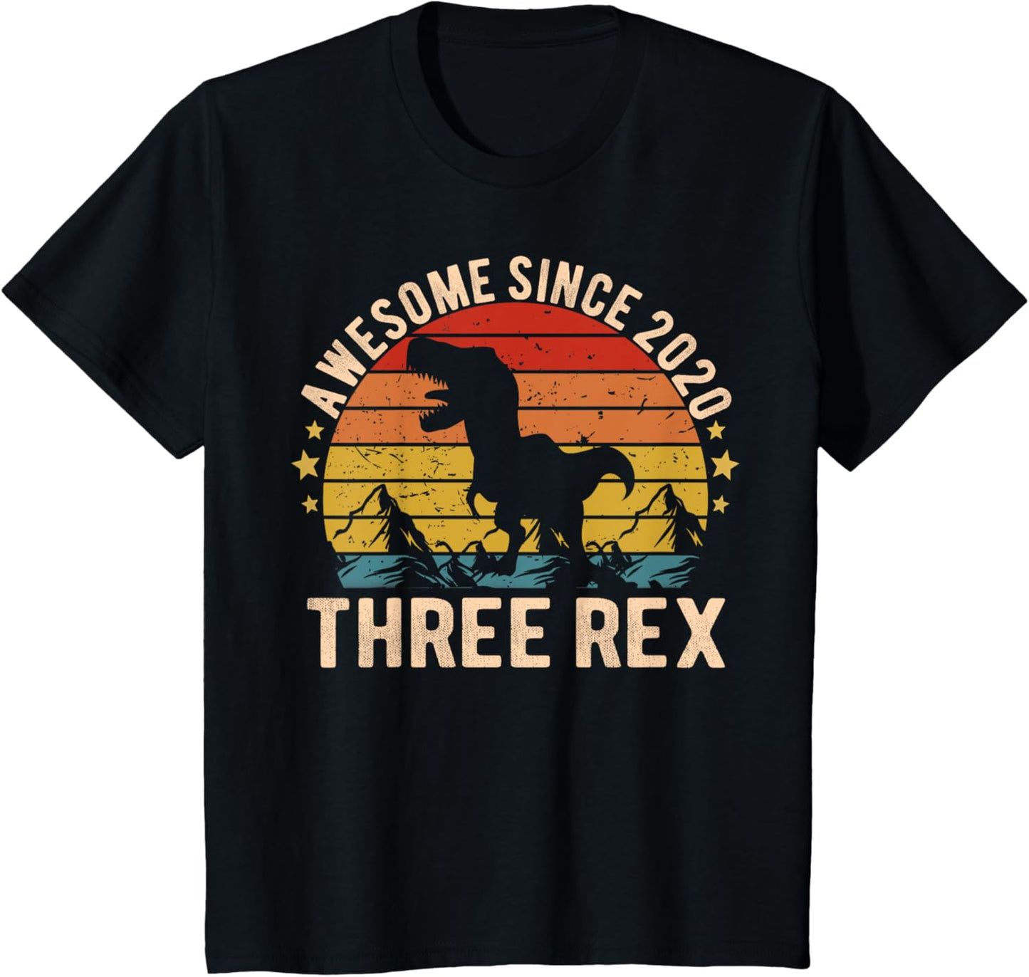 Kids Awesome Since 2020, Three Rex 3rd Birthday T Rex Boys, Girls T-Shirt