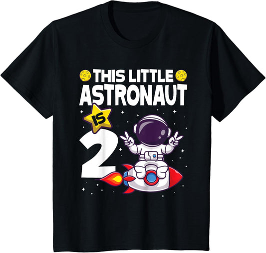 Kids Astronaut 2 Year Old Birthday Boy 2nd Birthday T-Shirt