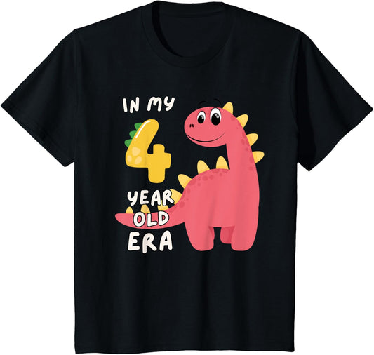 Dinosaur Cute In My 4 Year Old Era Fun Animal 4th Birthday T-Shirt