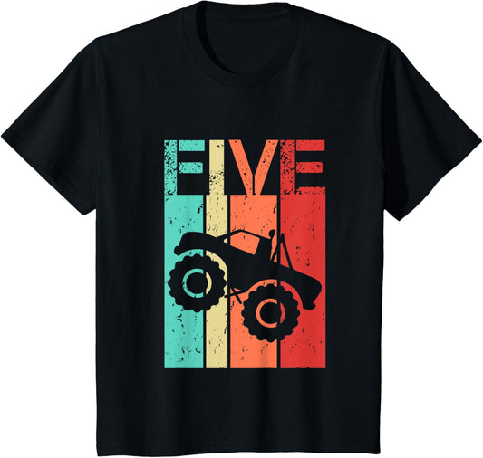 5 Year Old Monster Truck Birthday 5th Birthday Boy Girl T-Shirt