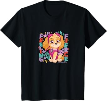 Kids PAW Patrol Skye Feeling Fierce Colorful Big Chest Logo T-Shirt